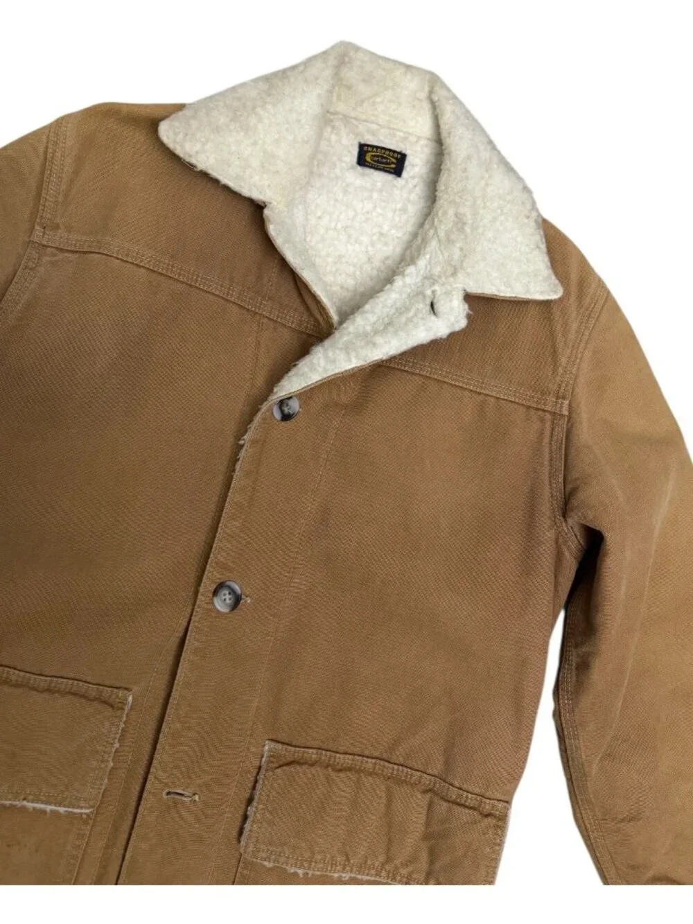 RARE CARHARTT Vintage 1960s Snagproof Sherpa Fleece Duck Canvas Chore Coat XS